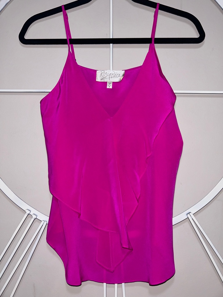 Rory Beca Jules Fuchsia Ruffle Silk Cami Top In Smashing